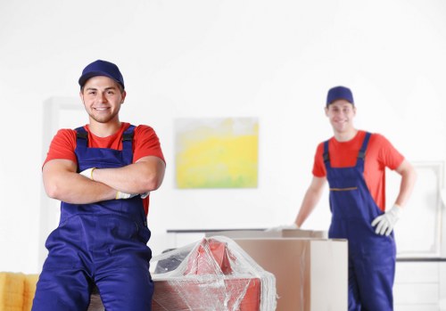 Commercial moving team preparing office relocation in South Hackney