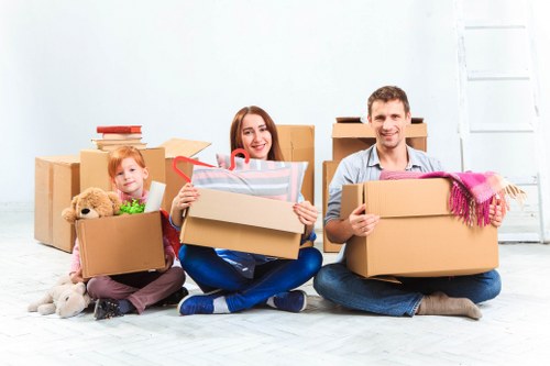 Packed household boxes ready for a local South Hackney move