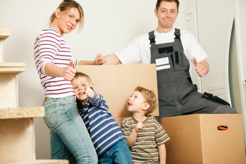 Furniture and boxes prepared for man and van removals in South Hackney